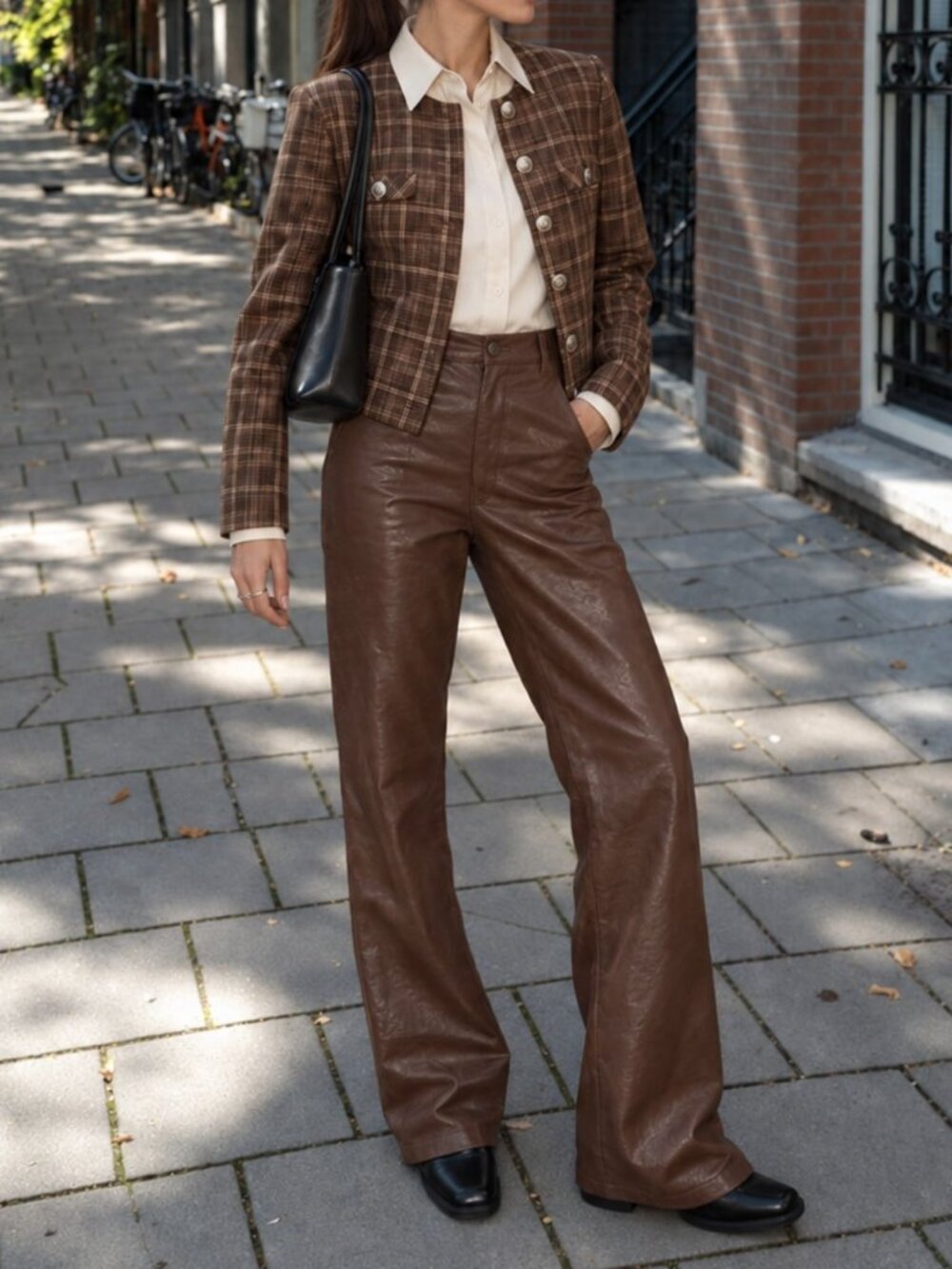 Brown Elegant Women's Regular Fit Tie Dye Long Sleeve Short Cropped Jacket
